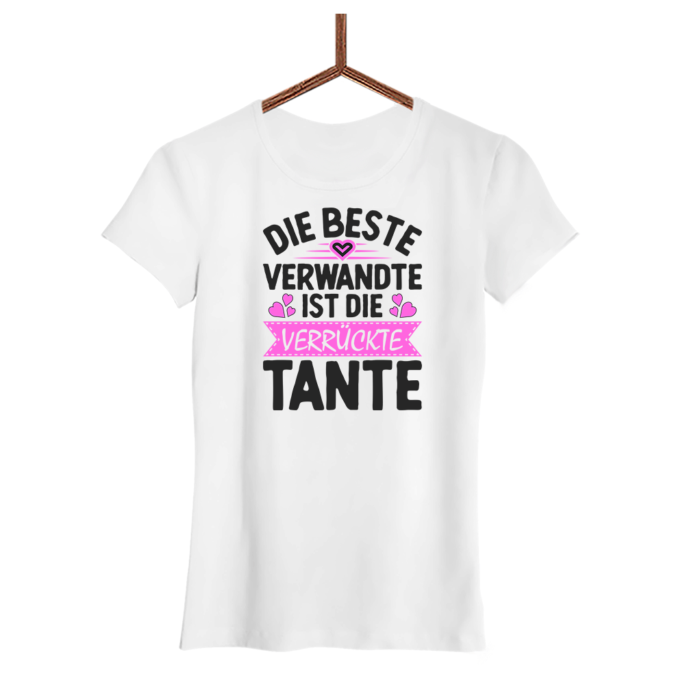 Damen T-Shirt Die beste Verwandte ist die Tante - Schwarzer - Kaffee