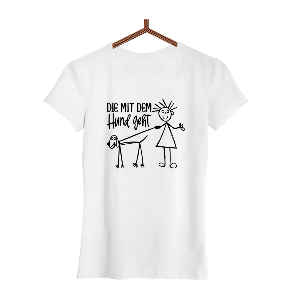 Damen T-Shirt Die mit dem Hund geht - Schwarzer - Kaffee