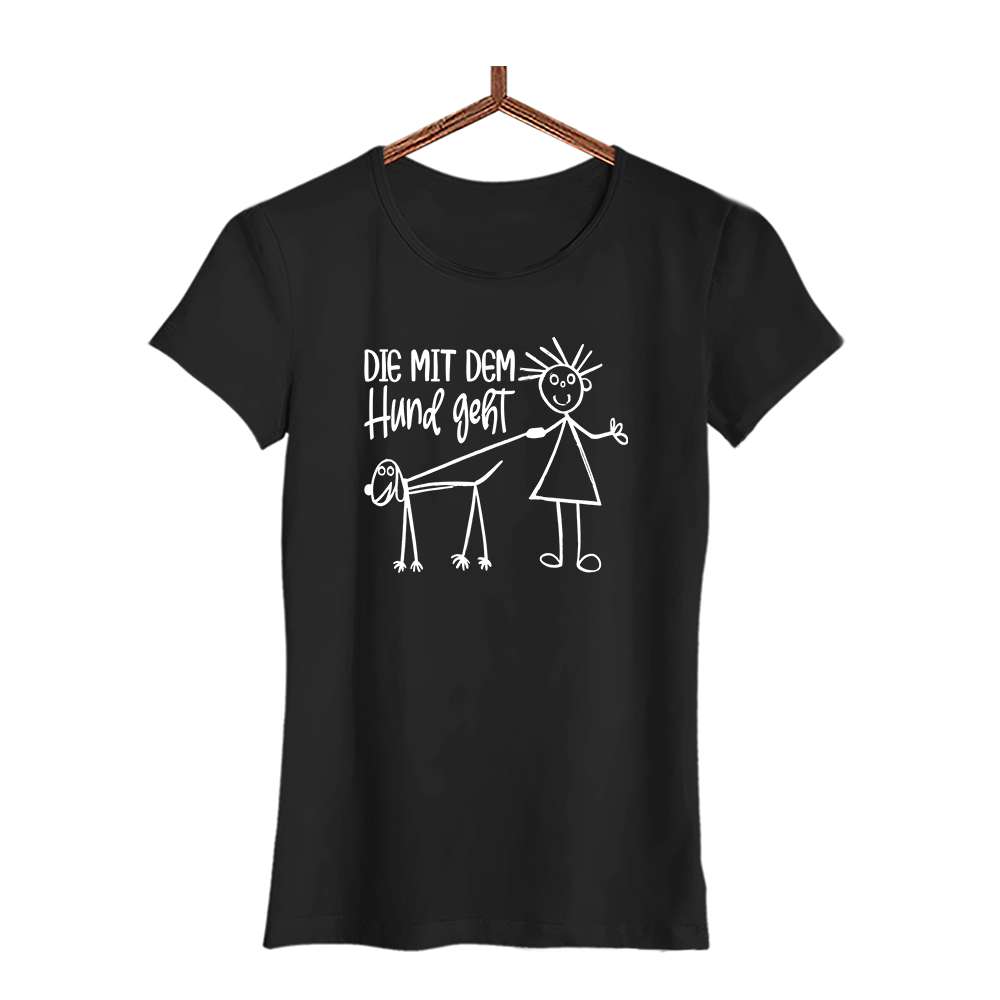 Damen T-Shirt Die mit dem Hund geht - Schwarzer - Kaffee