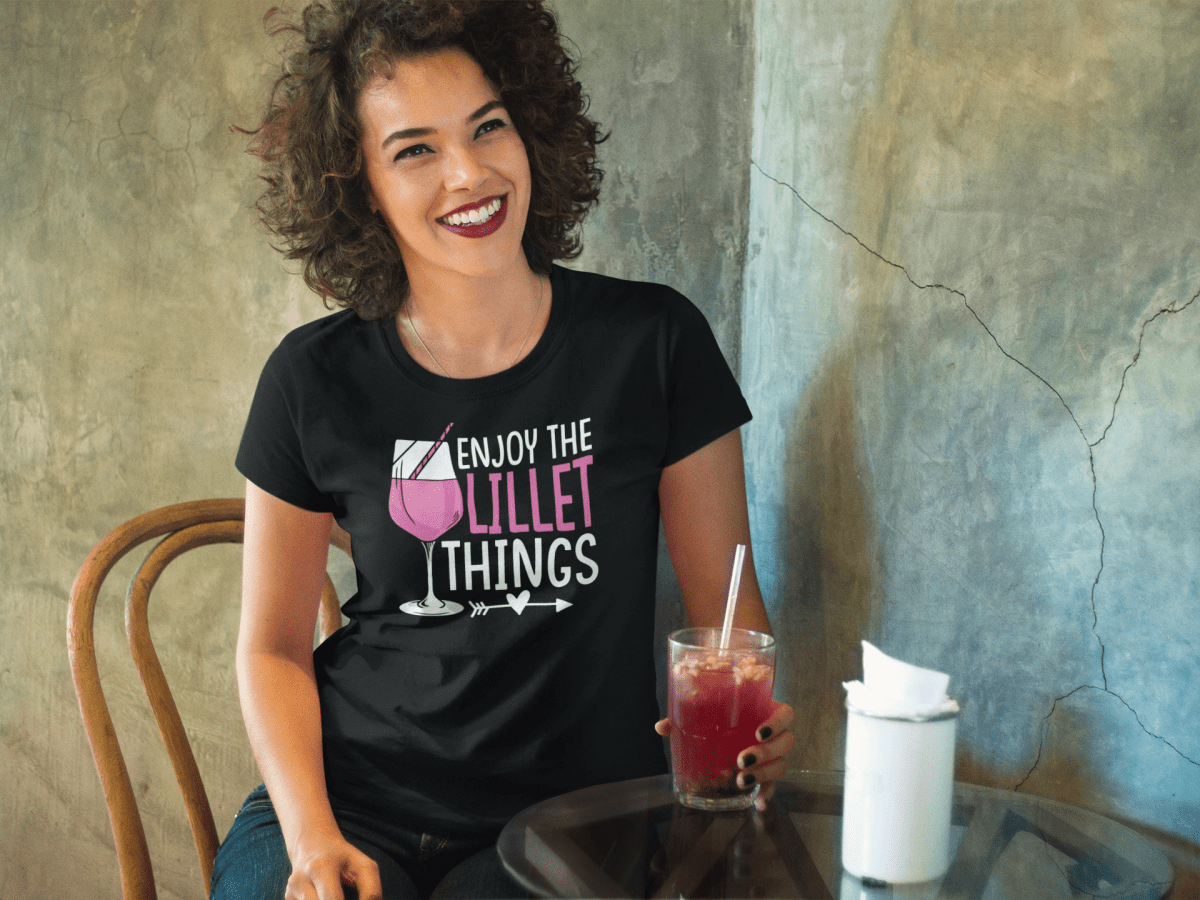 Damen T-Shirt Enjoy the Lillet Things - Schwarzer - Kaffee