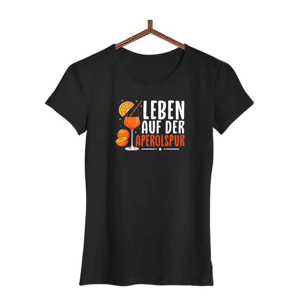 Damen T-Shirt Leben auf der Aperolspur - Schwarzer - Kaffee