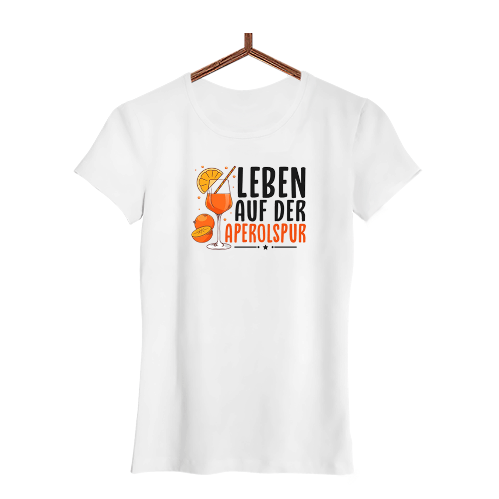 Damen T-Shirt Leben auf der Aperolspur - Schwarzer - Kaffee