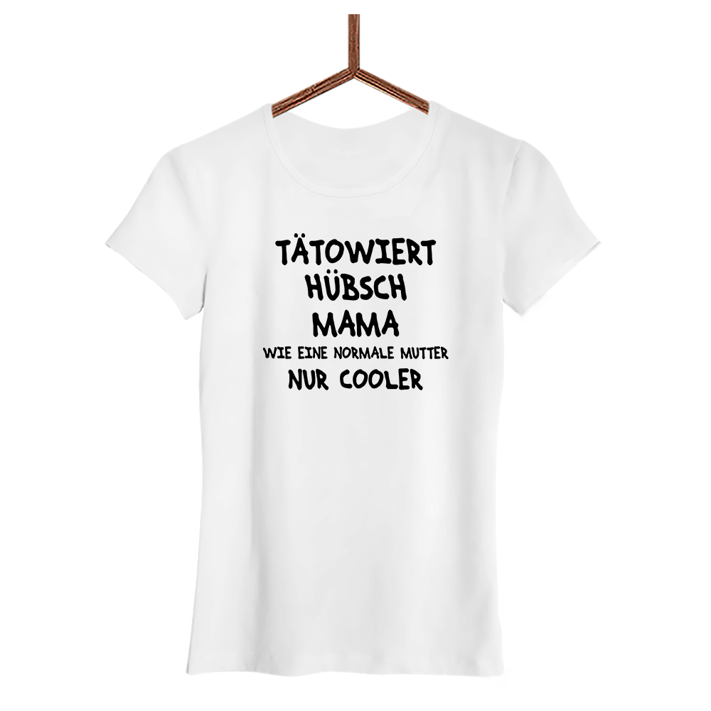 Damen T-Shirt Tätowiert Hübsch Mama - Schwarzer - Kaffee