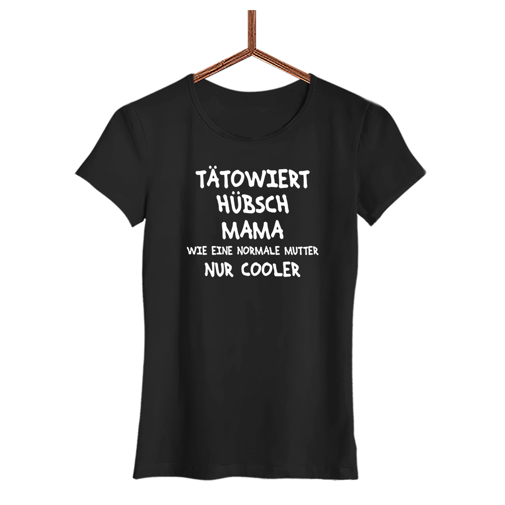 Damen T-Shirt Tätowiert Hübsch Mama - Schwarzer - Kaffee