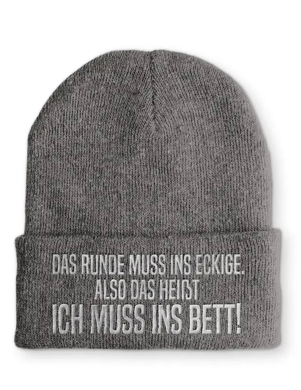 Das Runde muss ins Eckige Statement Beanie Mütze mit Spruch - tshirtladen - Mütze