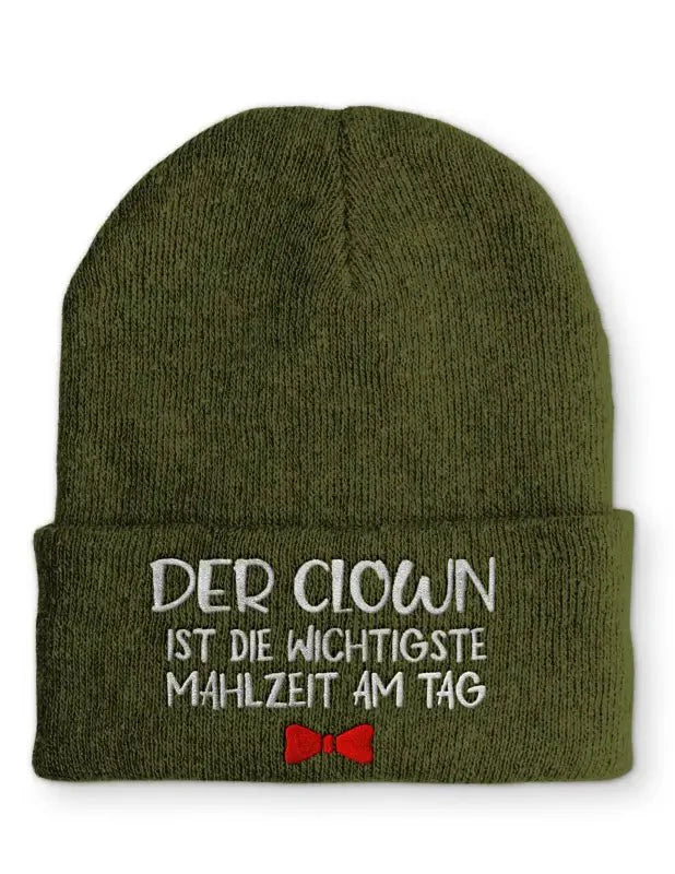 Der Clown ist die wichtigste Mahlzeit am Tag Lagerfeuer Statement Beanie Mütze mit Spruch - tshirtladen - Mütze