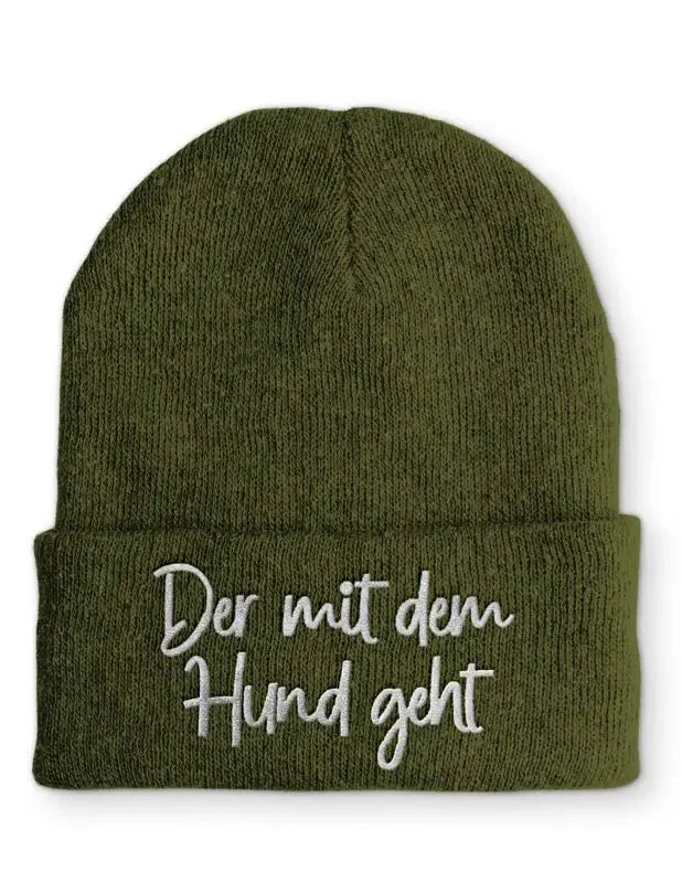 Der mit dem Hund geht Statement Beanie Mütze mit Spruch - tshirtladen - Mütze