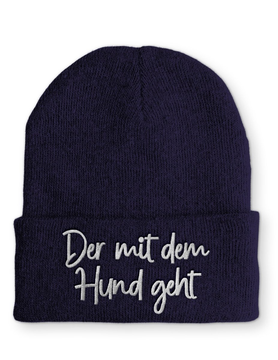 Der mit dem Hund geht Statement Beanie Mütze mit Spruch - Schwarzer - Kaffee