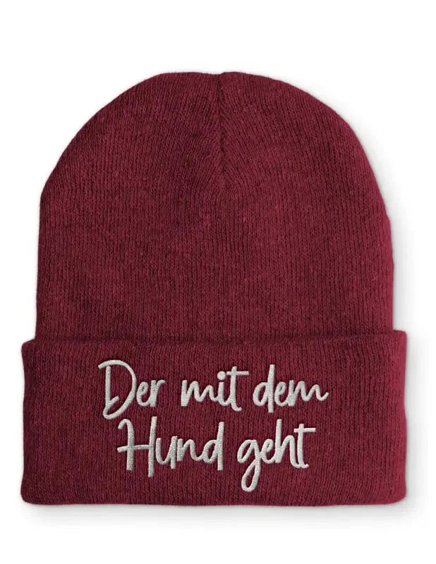 Der mit dem Hund geht Statement Beanie Mütze mit Spruch - tshirtladen - Mütze