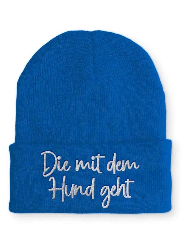 Die mit dem Hund geht Statement Beanie Mütze mit Spruch - tshirtladen - Mütze