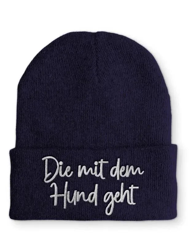 Die mit dem Hund geht Statement Beanie Mütze mit Spruch - tshirtladen - Mütze