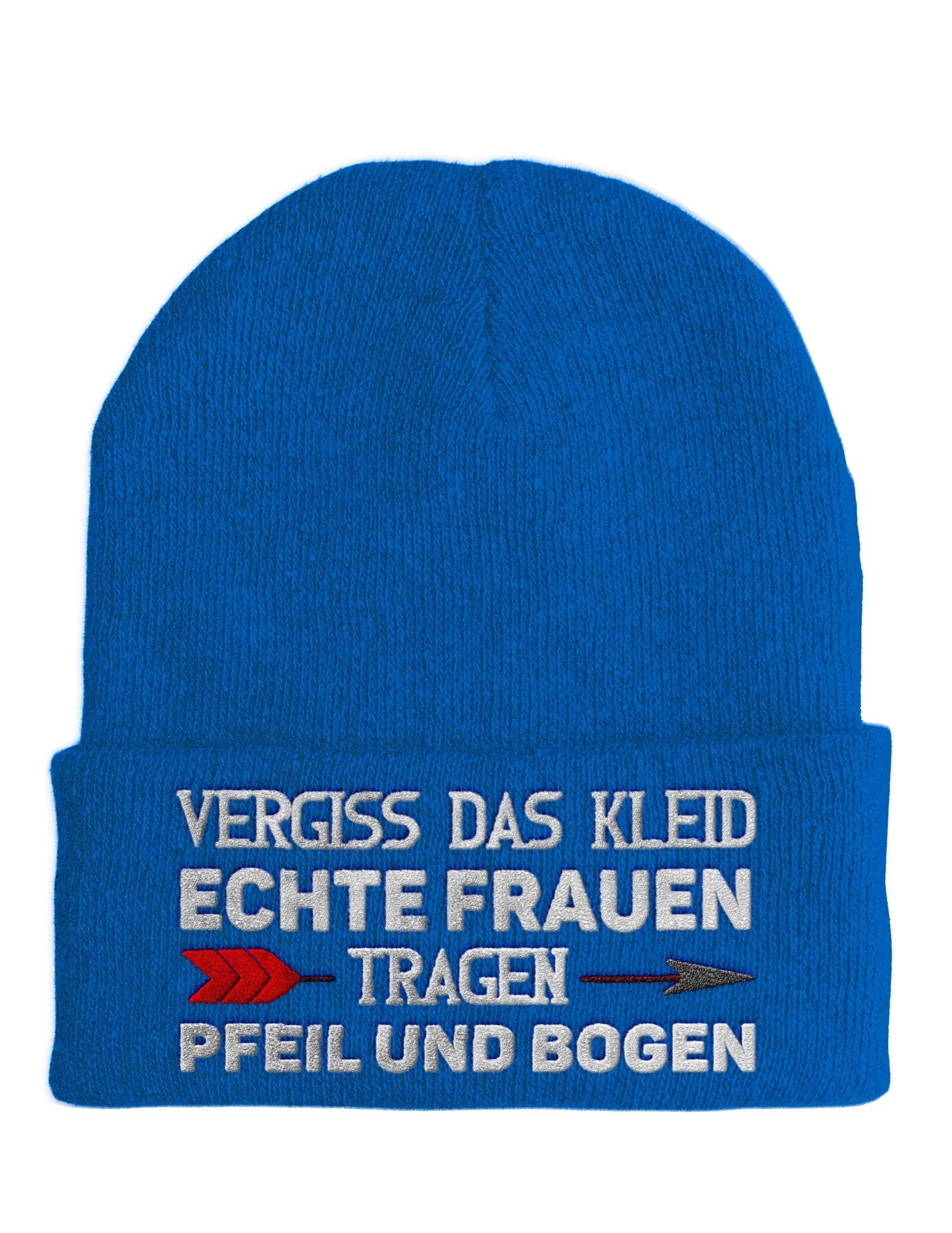 Echte Frauen tragen Pfeil und Bogen - Beanie - Mütze mit Spruch - tshirtladen - Mütze