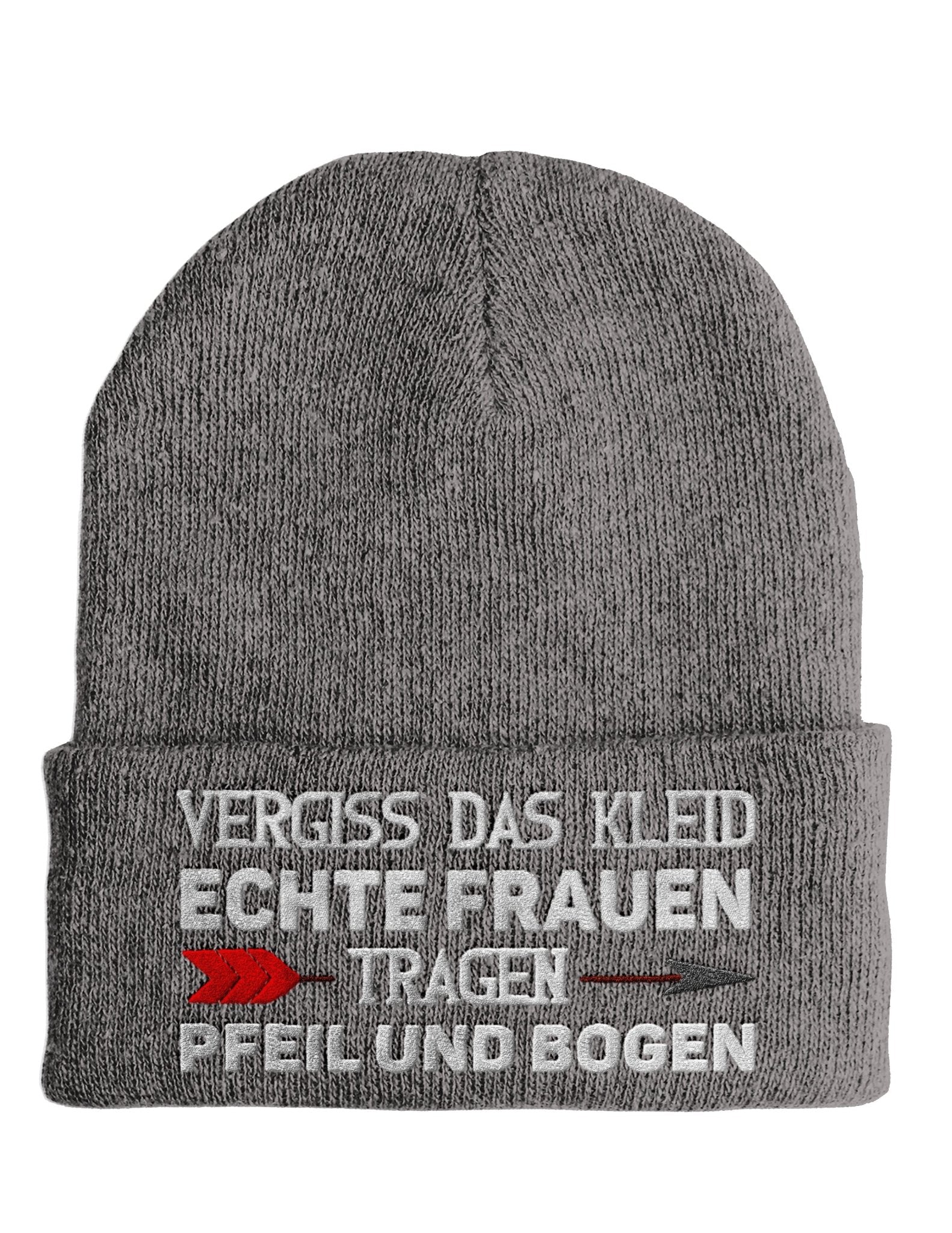 Echte Frauen tragen Pfeil und Bogen - Beanie - Mütze mit Spruch - tshirtladen - Mütze