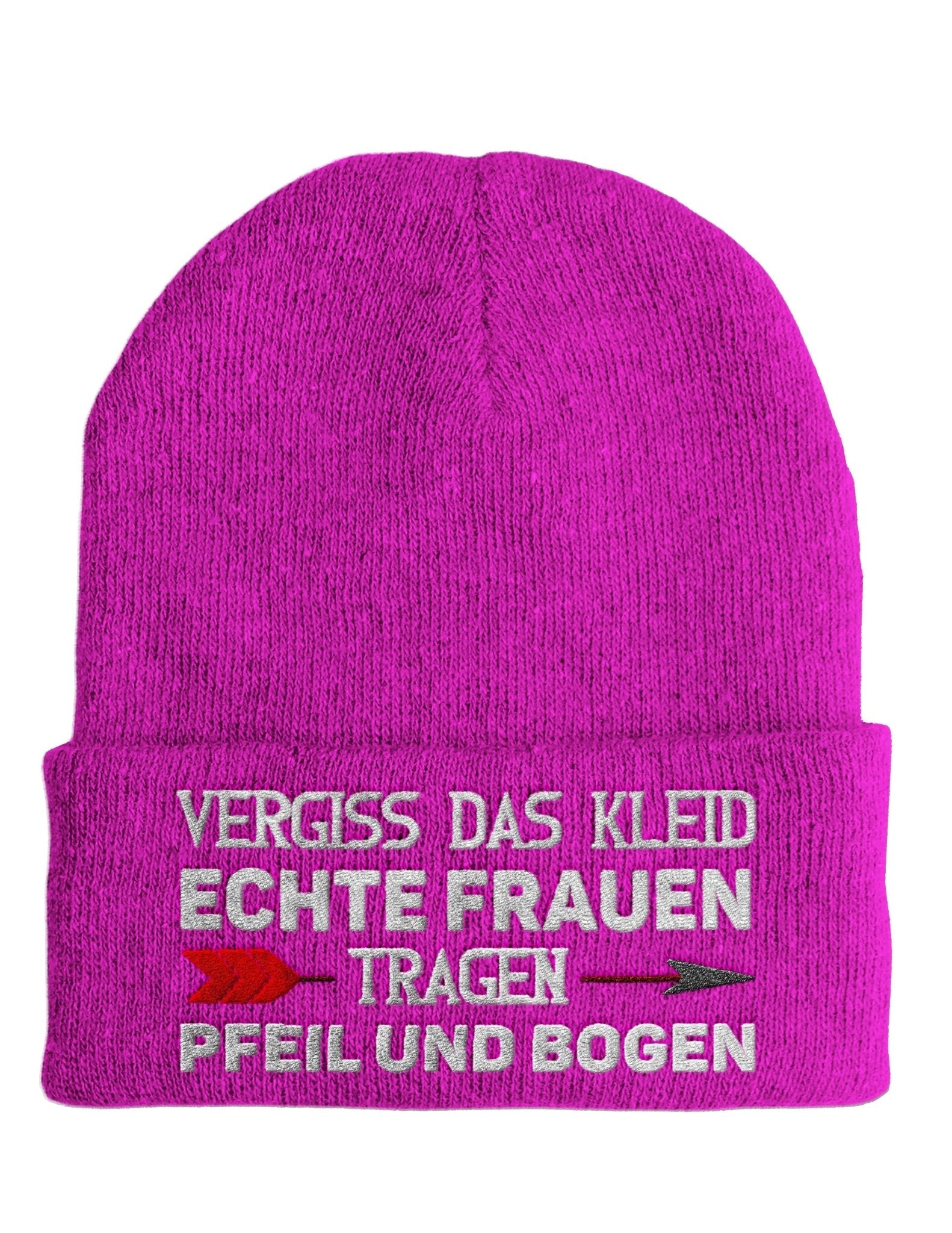 Echte Frauen tragen Pfeil und Bogen - Beanie - Mütze mit Spruch - tshirtladen - Mütze