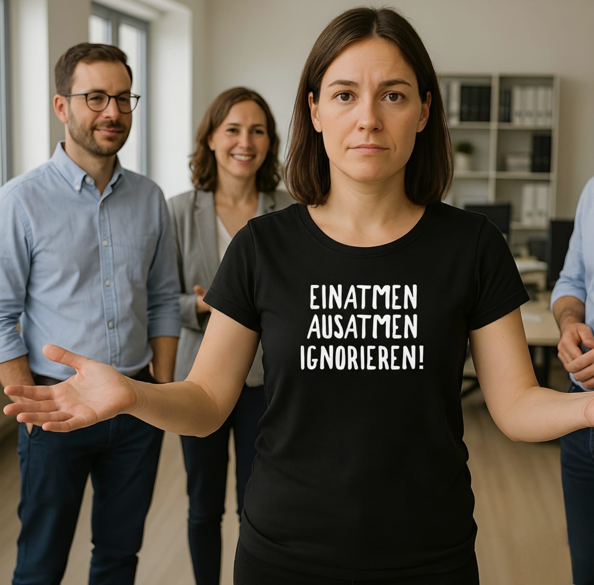 Damen T-Shirt einatmen ausatmen ignorieren