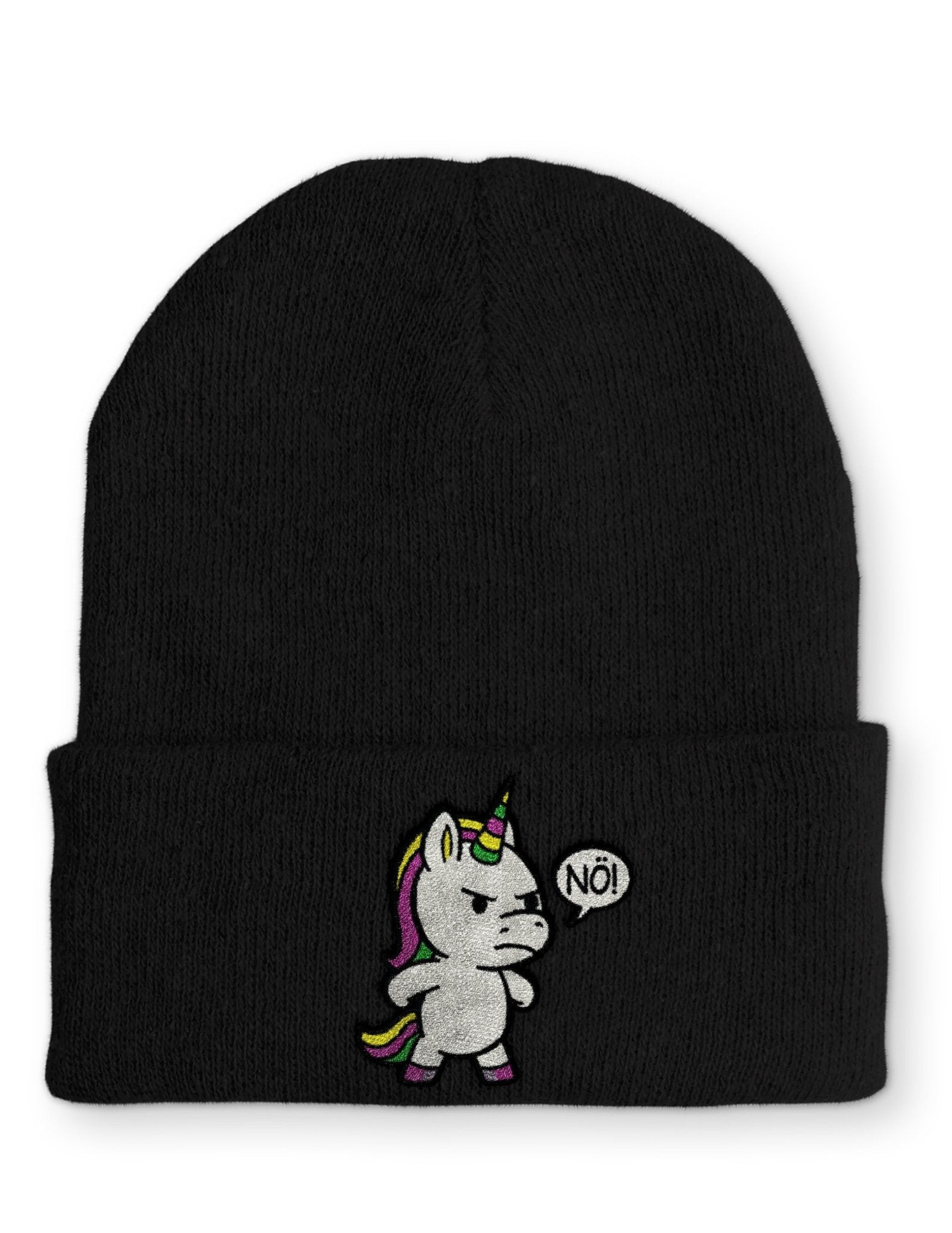 Einhorn Nö Beanie Mütze mit Spruch - tshirtladen - Mütze