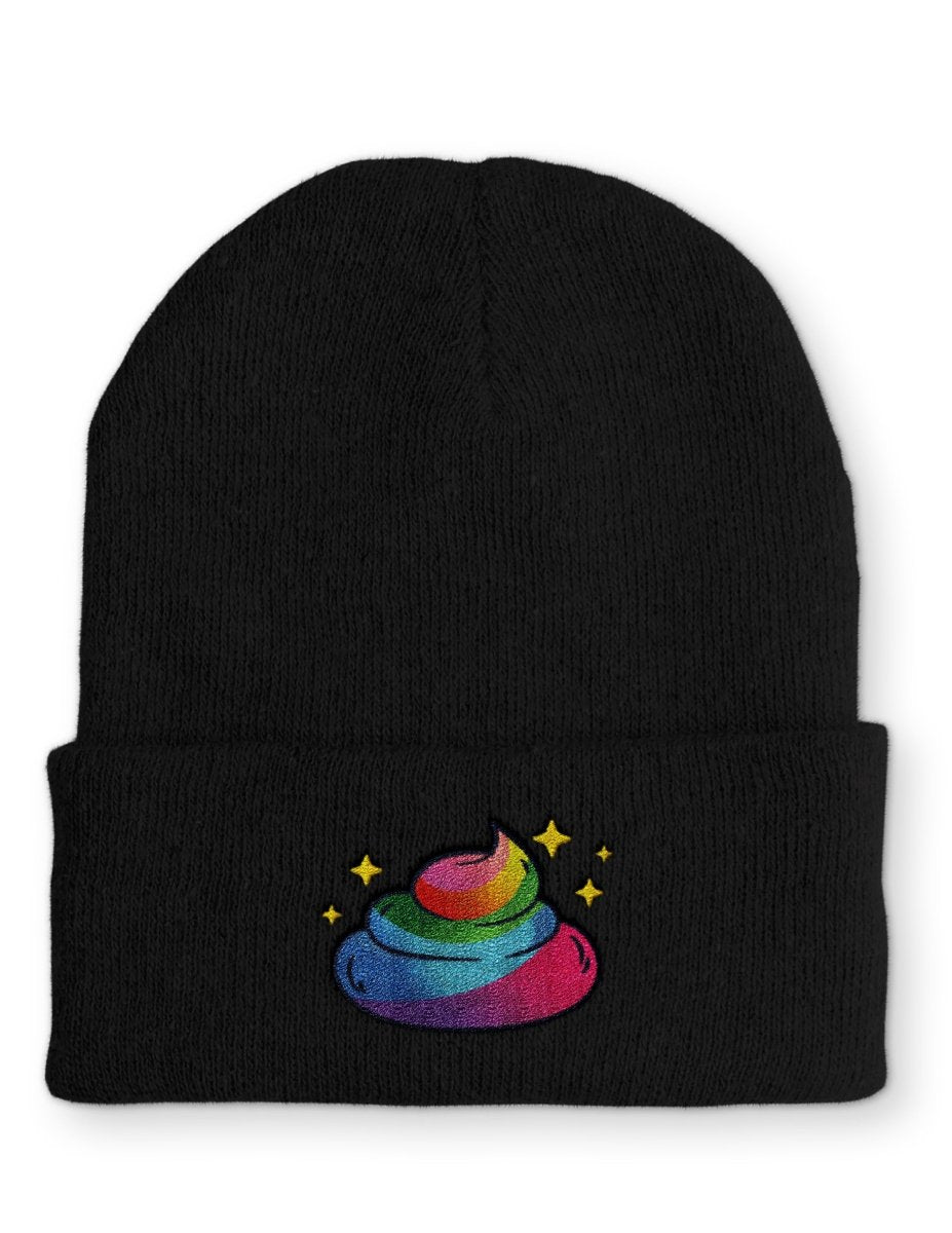 Einhorn Poop Statement Beanie Mütze mit Spruch - Schwarzer - Kaffee