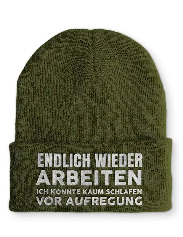 Endlich wieder arbeiten ich konnte kaum schlafen vor Aufregung Statement Beanie Mütze mit Spruch - tshirtladen - Mütze