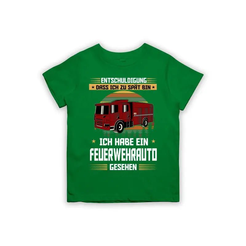 Entschuldigung dass ich zu spät bin... ich habe ein Feuerwehrauto gesehen Kinder T-Shirt - Schwarzer - Kaffee