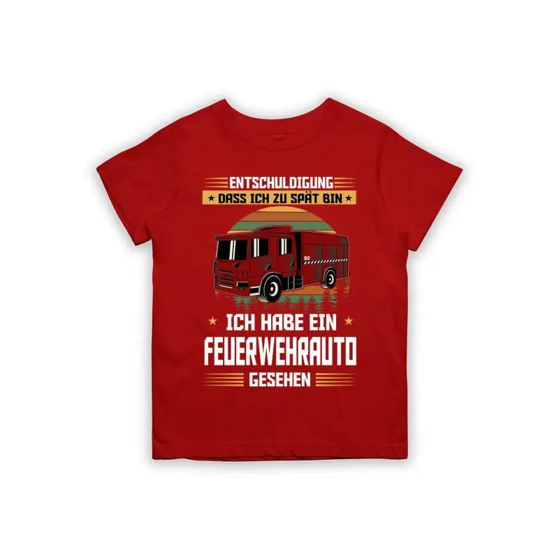 Entschuldigung dass ich zu spät bin... ich habe ein Feuerwehrauto gesehen Kinder T-Shirt - Schwarzer - Kaffee