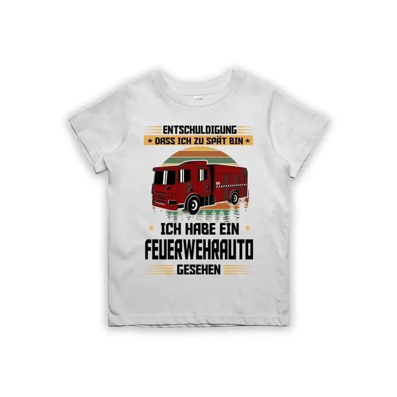 Entschuldigung dass ich zu spät bin... ich habe ein Feuerwehrauto gesehen Kinder T-Shirt - Schwarzer - Kaffee