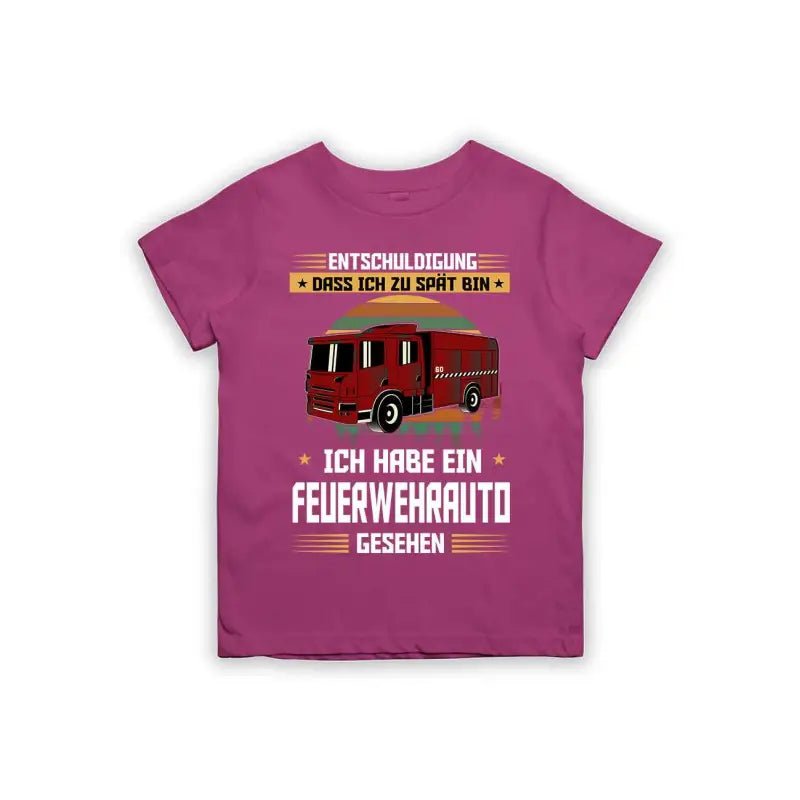 Entschuldigung dass ich zu spät bin... ich habe ein Feuerwehrauto gesehen Kinder T-Shirt - Schwarzer - Kaffee