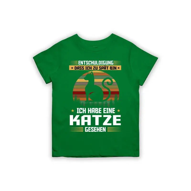 Entschuldigung dass ich zu spät bin... ich habe eine Katze gesehen Kinder T-Shirt - Schwarzer - Kaffee