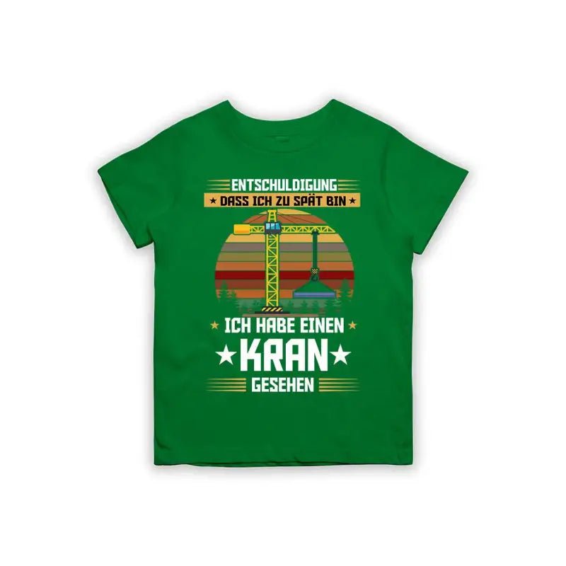 Entschuldigung dass ich zu spät bin... ich habe einen Kran gesehen Kinder T-Shirt - Schwarzer - Kaffee