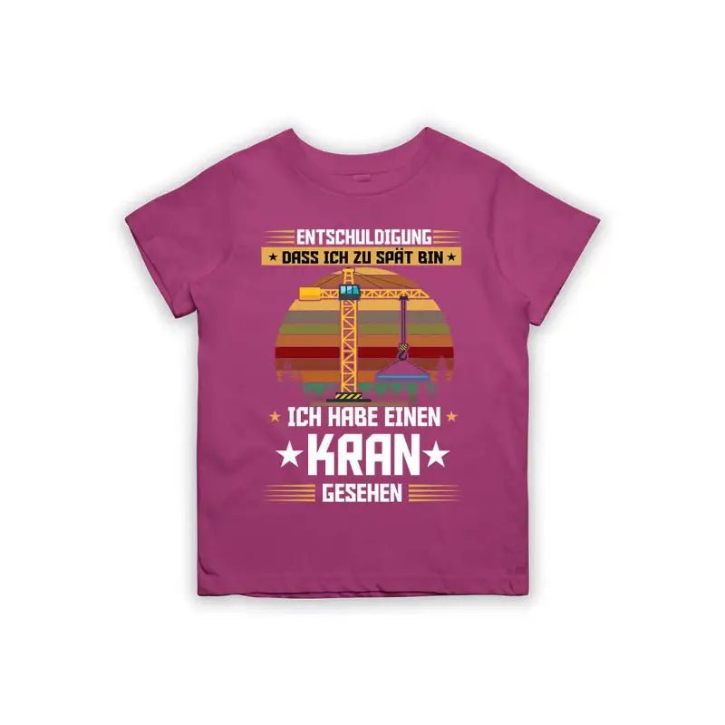 Entschuldigung dass ich zu spät bin... ich habe einen Kran gesehen Kinder T-Shirt - Schwarzer - Kaffee
