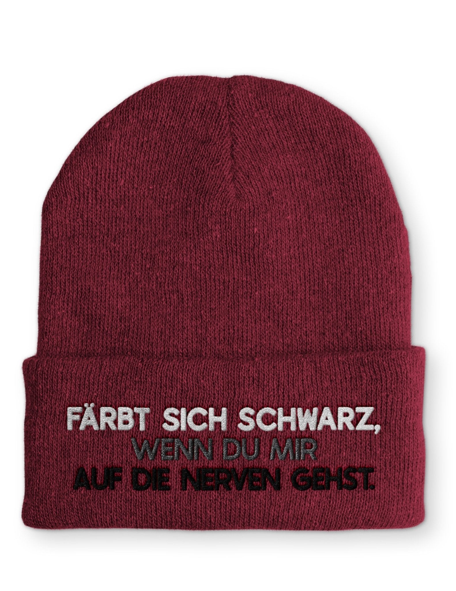 Färbt sich schwarz, wenn du mir auf die Nerven gehst. Statement Beanie Mütze mit Spruch - tshirtladen - Mütze