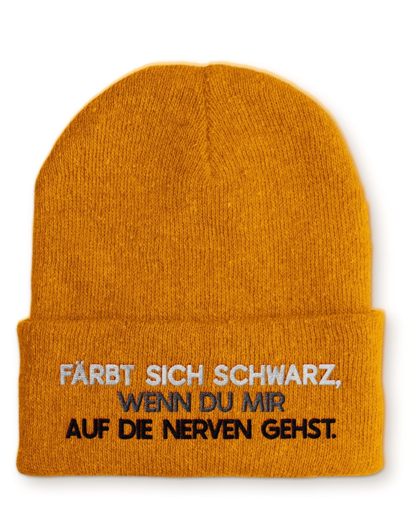 Färbt sich schwarz, wenn du mir auf die Nerven gehst. Statement Beanie Mütze mit Spruch - tshirtladen - Mütze