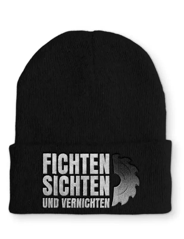 Fichten Sichten und Vernichten Statement Beanie Mütze mit Spruch - tshirtladen - Mütze
