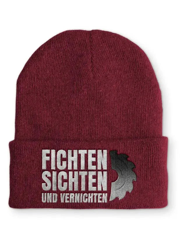 Fichten Sichten und Vernichten Statement Beanie Mütze mit Spruch - tshirtladen - Mütze