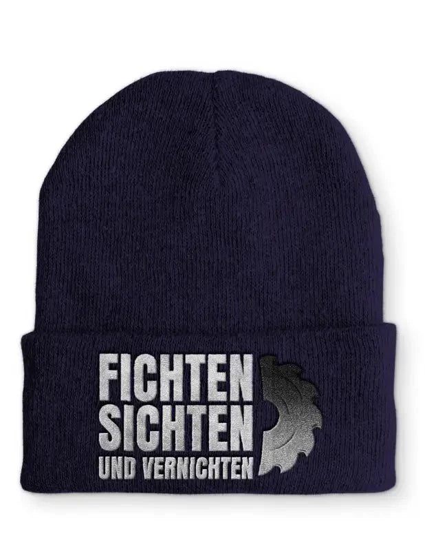Fichten Sichten und Vernichten Statement Beanie Mütze mit Spruch - tshirtladen - Mütze