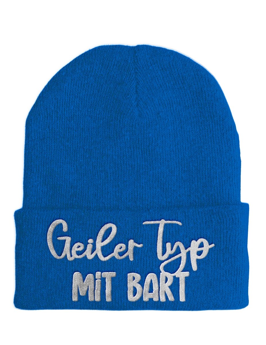 Geiler Typ mit Bart - Beanie - Mütze mit Spruch - Schwarzer - Kaffee