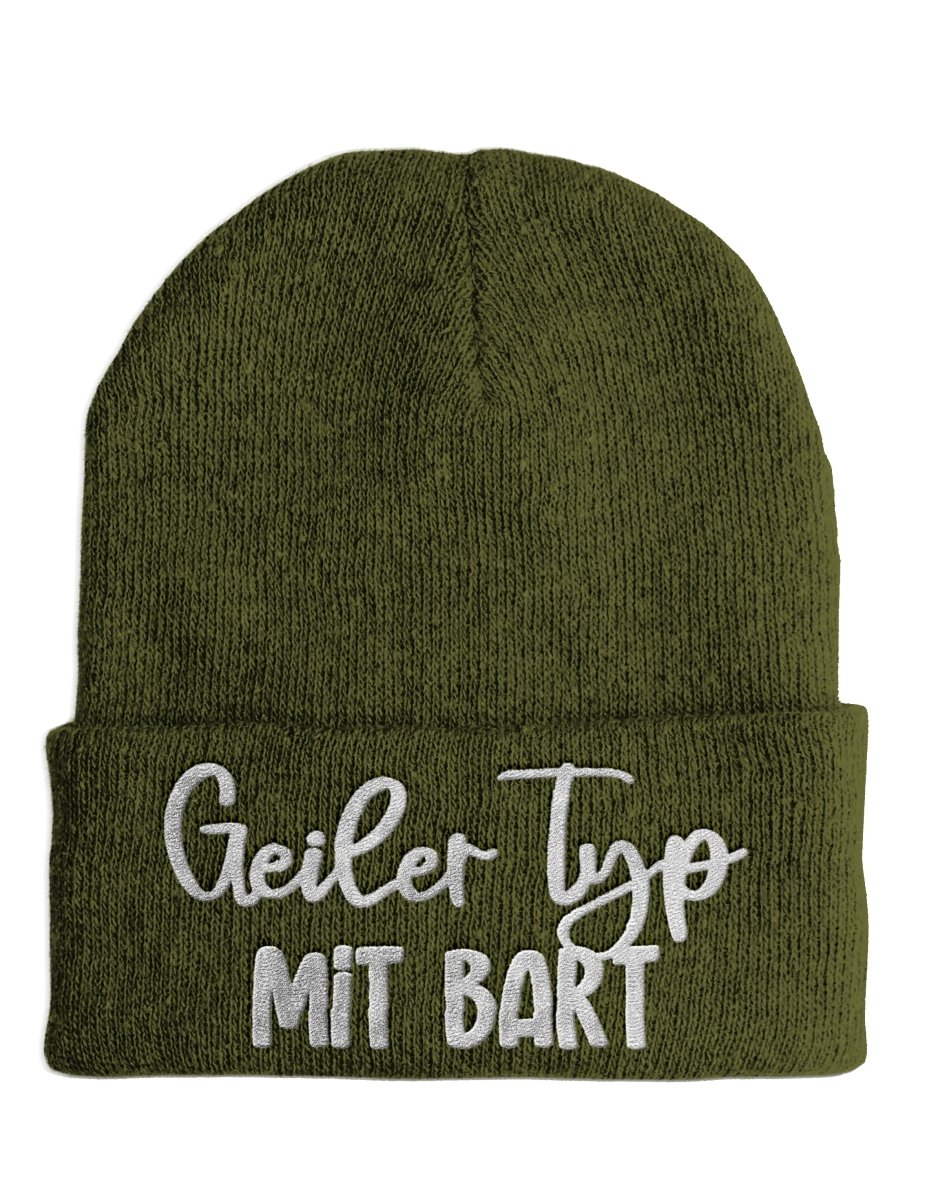 Geiler Typ mit Bart - Beanie - Mütze mit Spruch - Schwarzer - Kaffee
