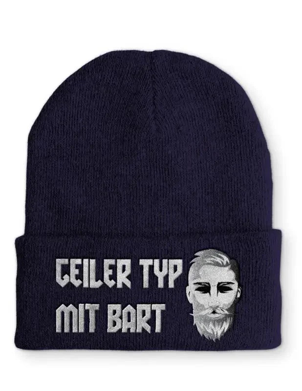 Geiler Typ mit Bart Statement Beanie Mütze mit Spruch - tshirtladen - Mütze