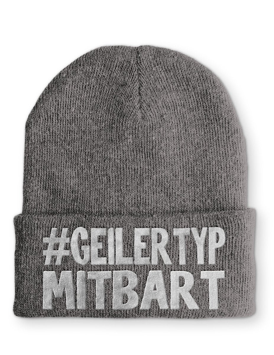Geiler Typ mit Bart Statement Beanie Mütze mit Spruch - Schwarzer - Kaffee