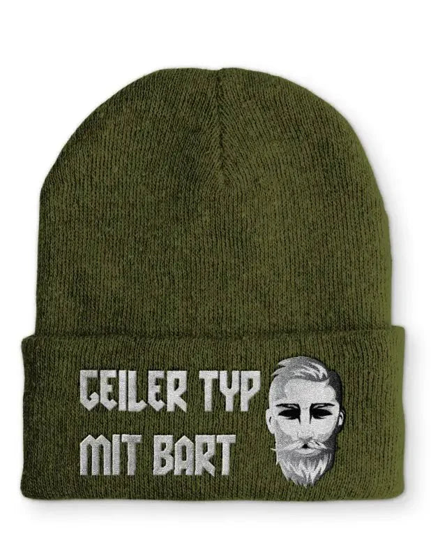 Geiler Typ mit Bart Statement Beanie Mütze mit Spruch - tshirtladen - Mütze