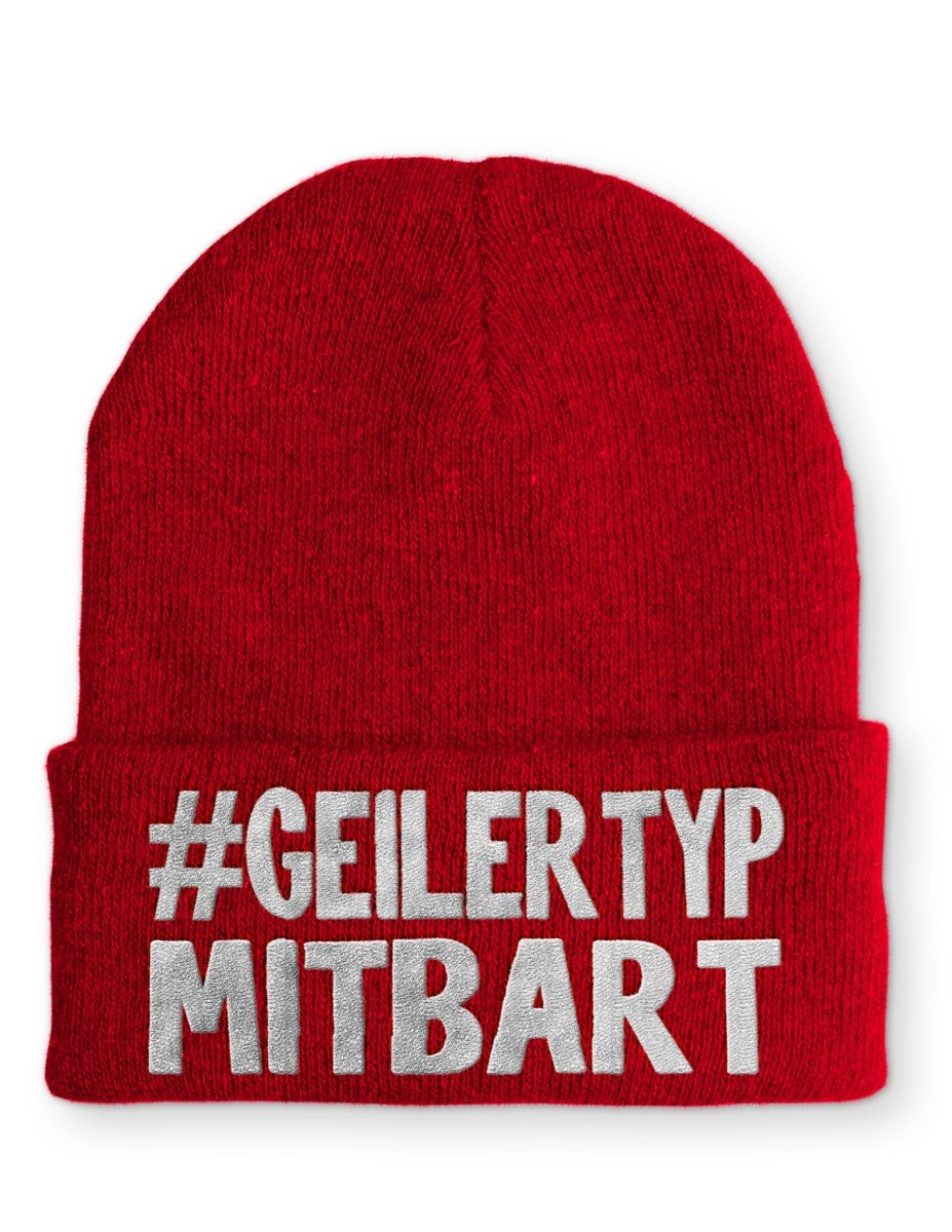 Geiler Typ mit Bart Statement Beanie Mütze mit Spruch - Schwarzer - Kaffee