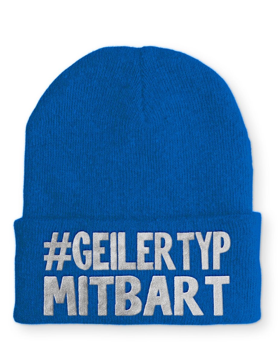 Geiler Typ mit Bart Statement Beanie Mütze mit Spruch - Schwarzer - Kaffee