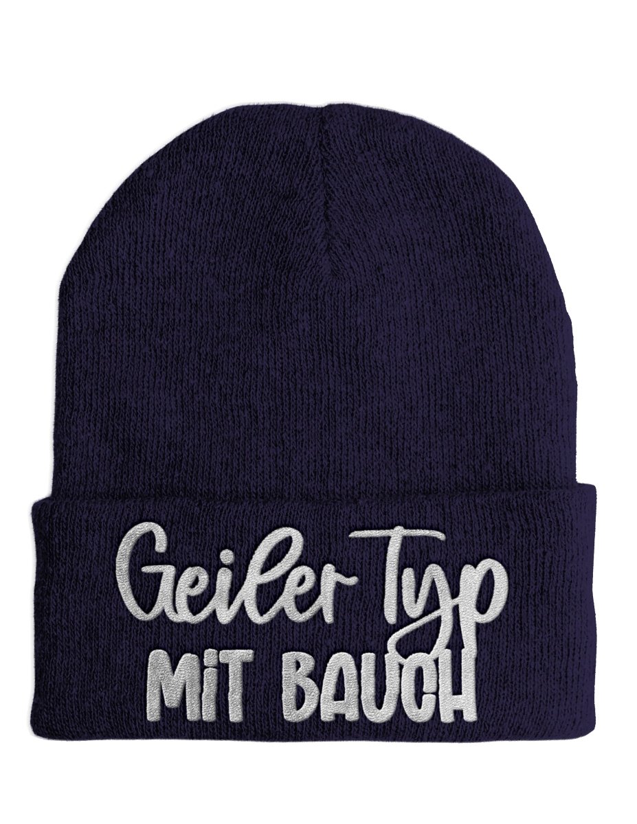Geiler Typ mit Bauch - Beanie - Mütze mit Spruch - Schwarzer - Kaffee