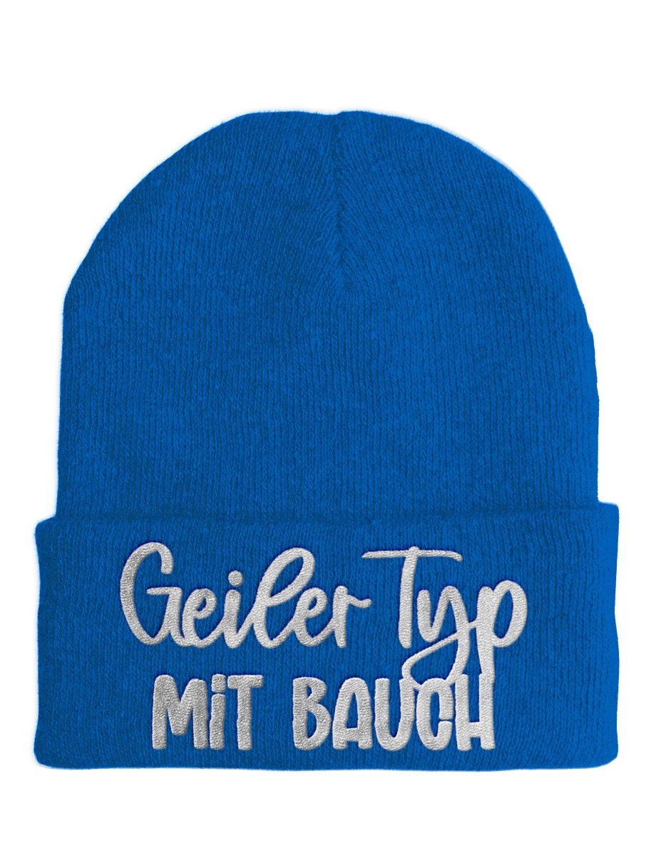 Geiler Typ mit Bauch - Beanie - Mütze mit Spruch - Schwarzer - Kaffee