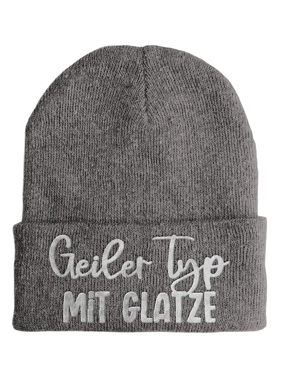 Geiler Typ mit Glatze - Beanie - Mütze mit Spruch - Schwarzer - Kaffee