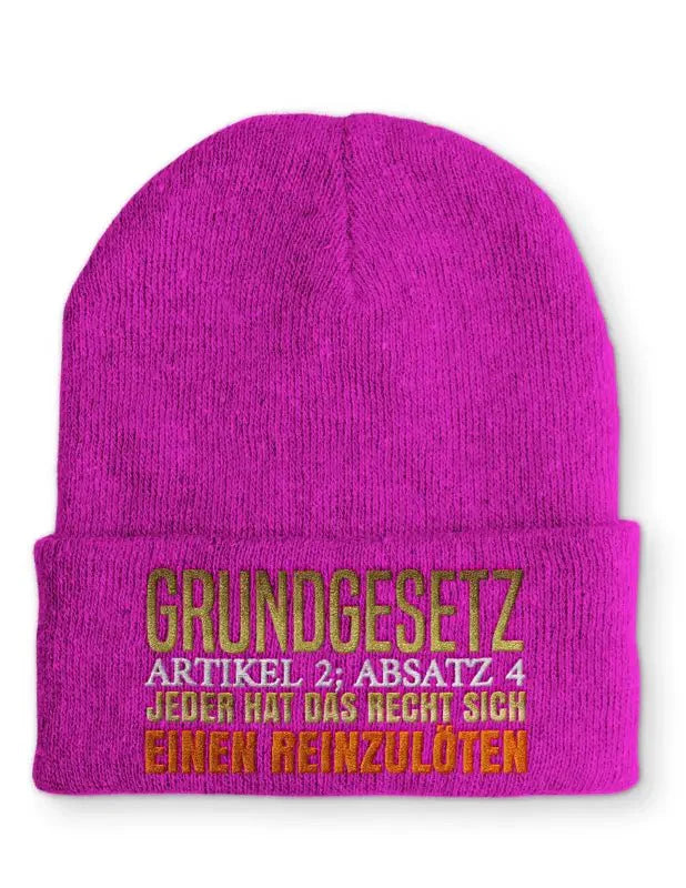 Grundgesetz Artikel 2 Absatz 4 jeder hat das Recht sich einen reinzulöten Statement Beanie Mütze mit Spruch - tshirtladen - Mütze