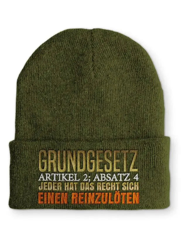 Grundgesetz Artikel 2 Absatz 4 jeder hat das Recht sich einen reinzulöten Statement Beanie Mütze mit Spruch - tshirtladen - Mütze