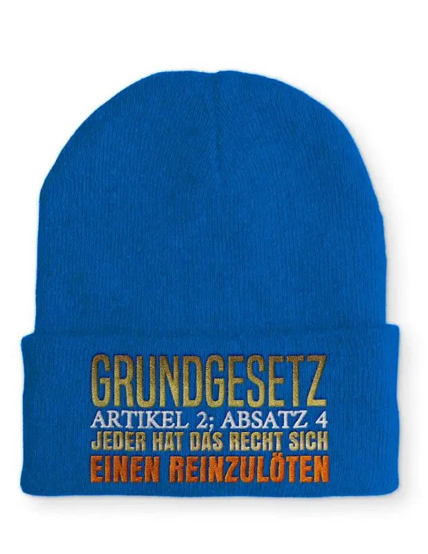 Grundgesetz Artikel 2 Absatz 4 jeder hat das Recht sich einen reinzulöten Statement Beanie Mütze mit Spruch - tshirtladen - Mütze