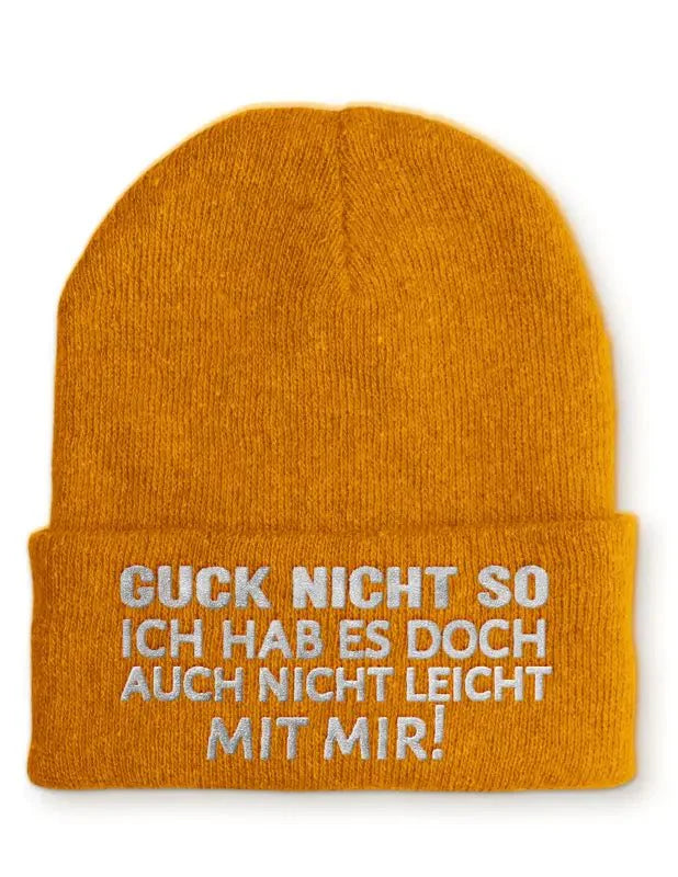 Guck nicht so Ich hab es doch auch nicht leicht mit mir! Statement Beanie Mütze mit Spruch - tshirtladen - Mütze