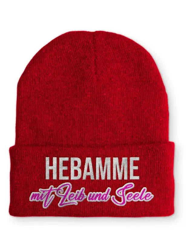Hebamme mit Leib und Seele Statement Beanie Mütze mit Spruch - tshirtladen - Mütze