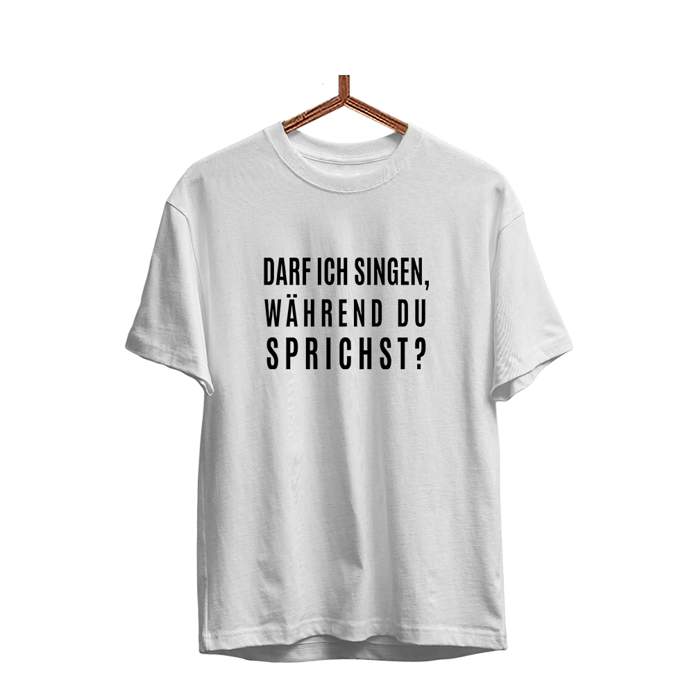 Herren T-Shirt darf ich singen, während du sprichst? - Schwarzer - Kaffee